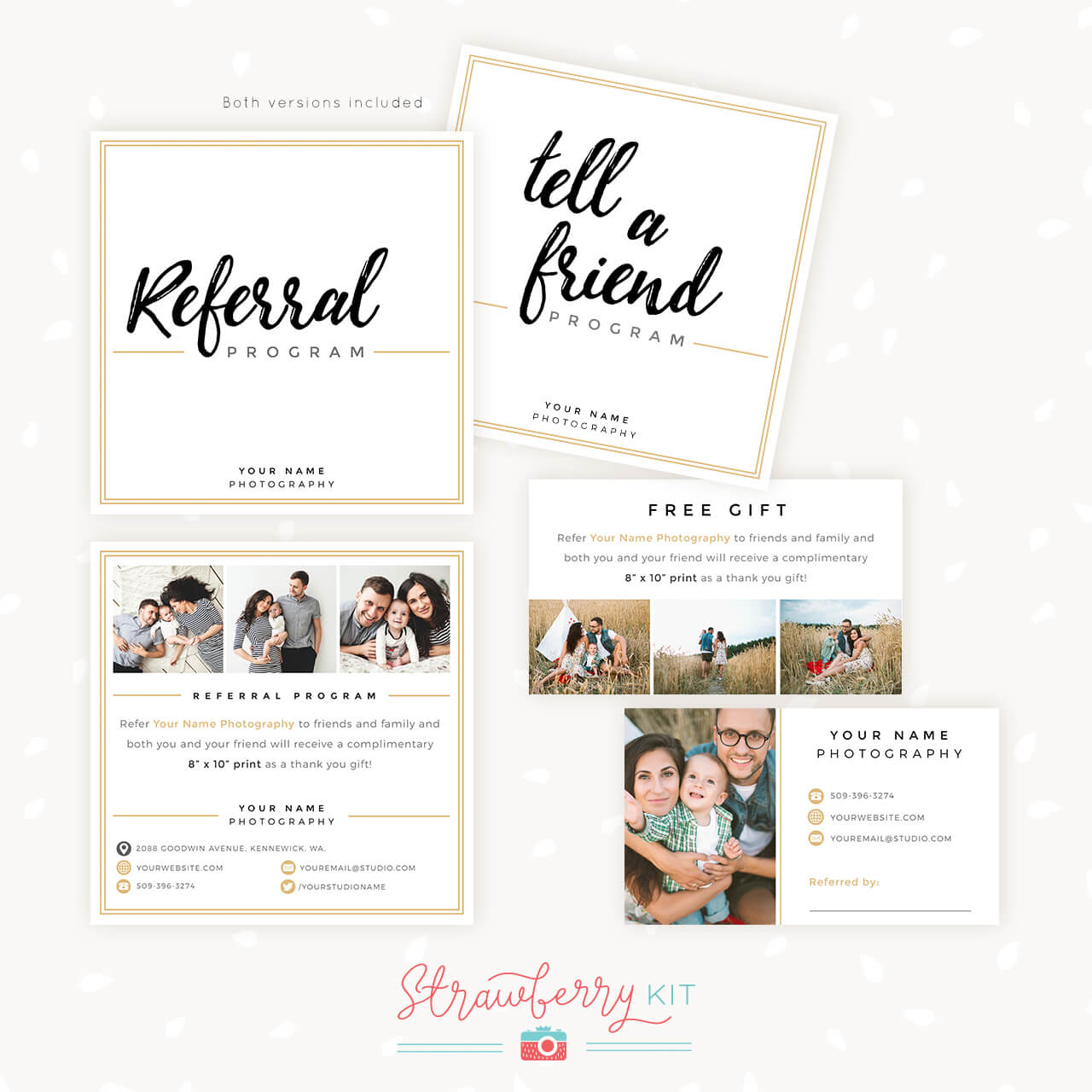 Modern Hand Lettering Referral Card Set – Strawberry Kit In Referral Card Template Free