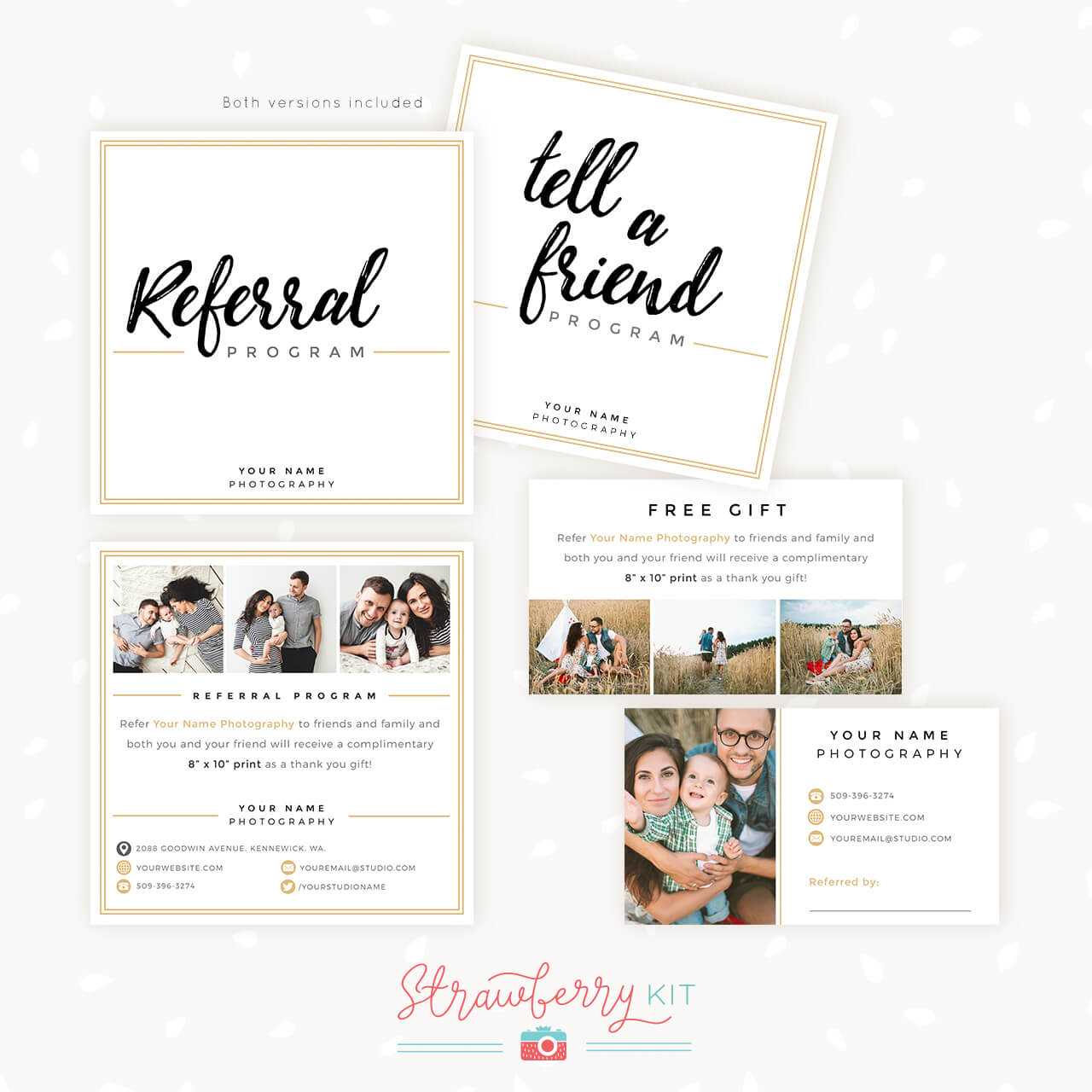 Modern Hand Lettering Referral Card Set – Strawberry Kit Inside Photography Referral Card Templates