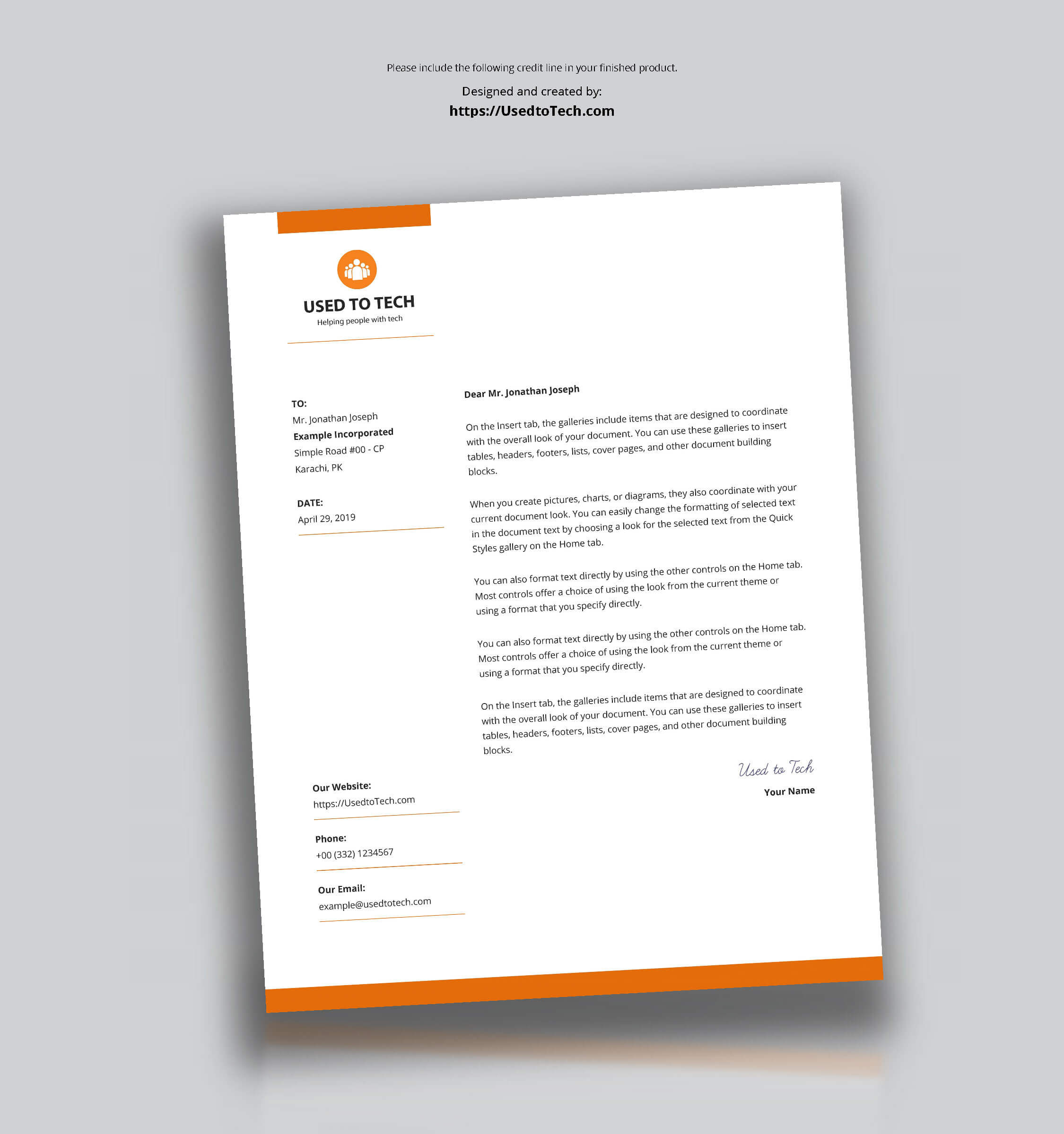 Modern Letterhead Template In Microsoft Word Free – Used To Tech Pertaining To Word Stationery Template Free