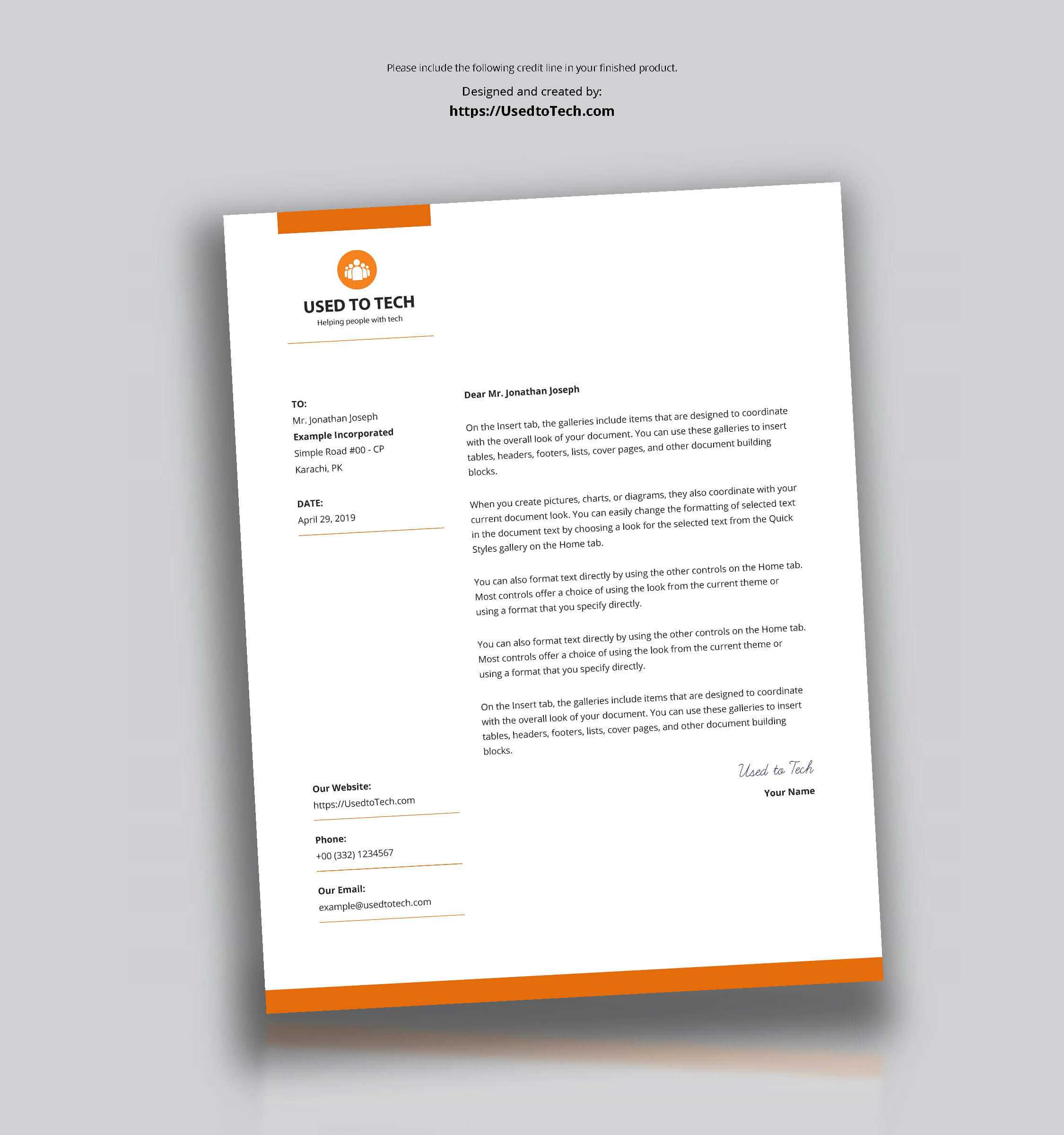 Modern Letterhead Template In Microsoft Word Free – Used To Tech With Regard To Free Letterhead Templates For Microsoft Word