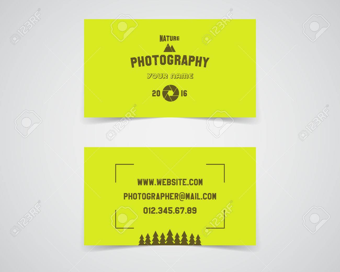 Modern Light Business Card Template For Nature Photography Studio With Photographer Id Card Template