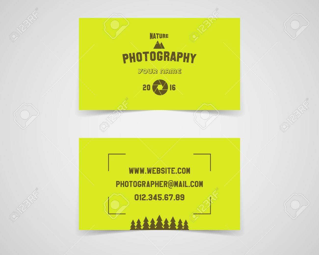 Modern Light Business Card Template For Nature Photography Studio With Photographer Id Card Template