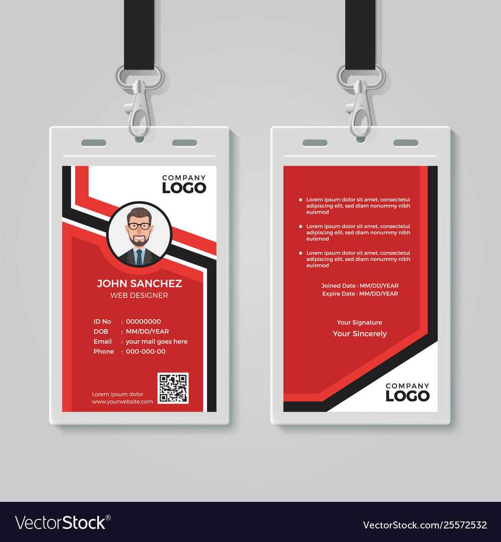 Modern Red Id Card Template With Template For Id Card Free Download