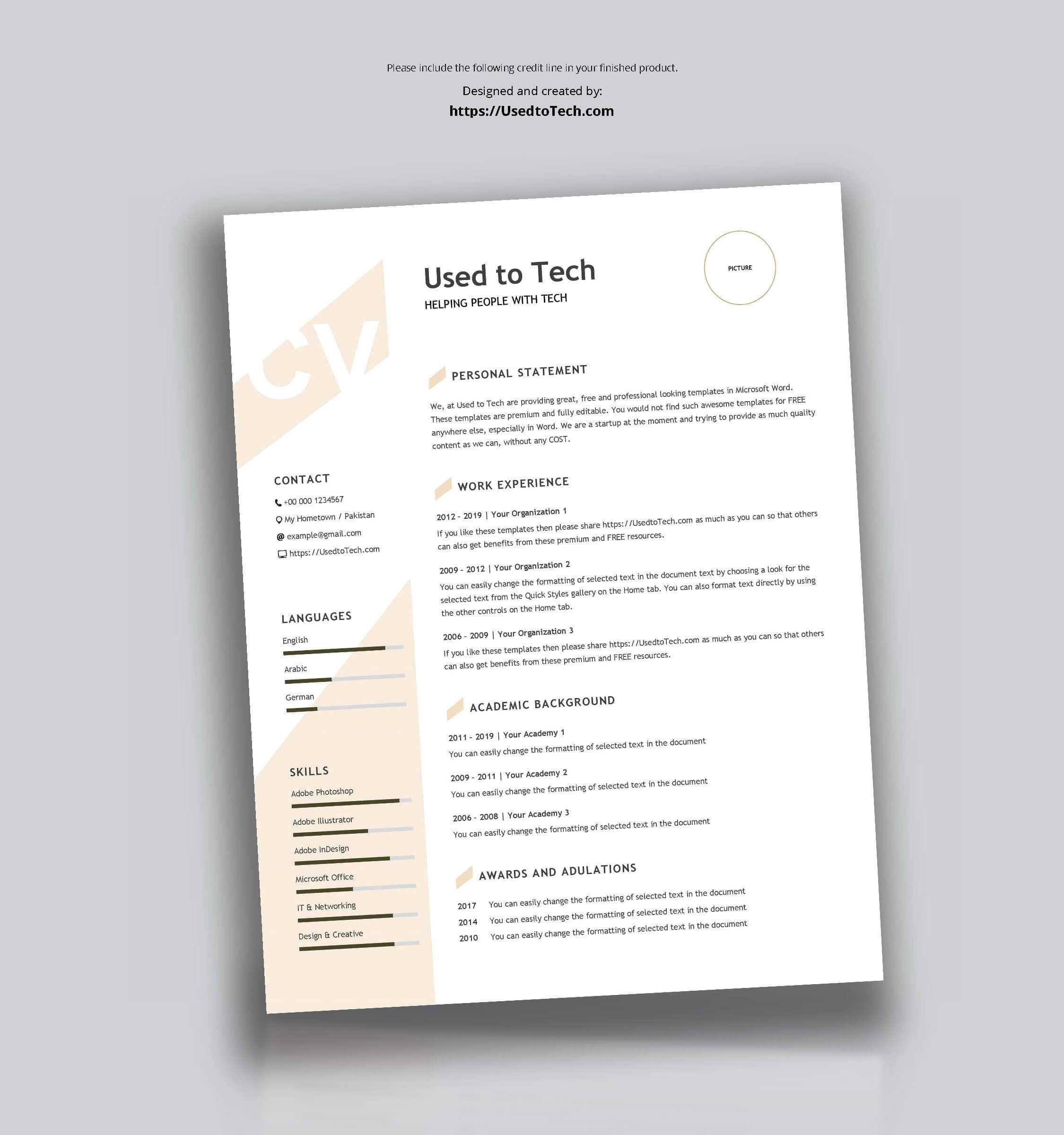 Modern Resume Template In Word Free – Used To Tech Regarding How To Find A Resume Template On Word