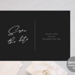 Modern Save The Date Template, Printable Wedding Save The Date Cards, Black  Save The Date Printable, Custom Save The Date Digital Item Sd29 In Save The Date Powerpoint Template
