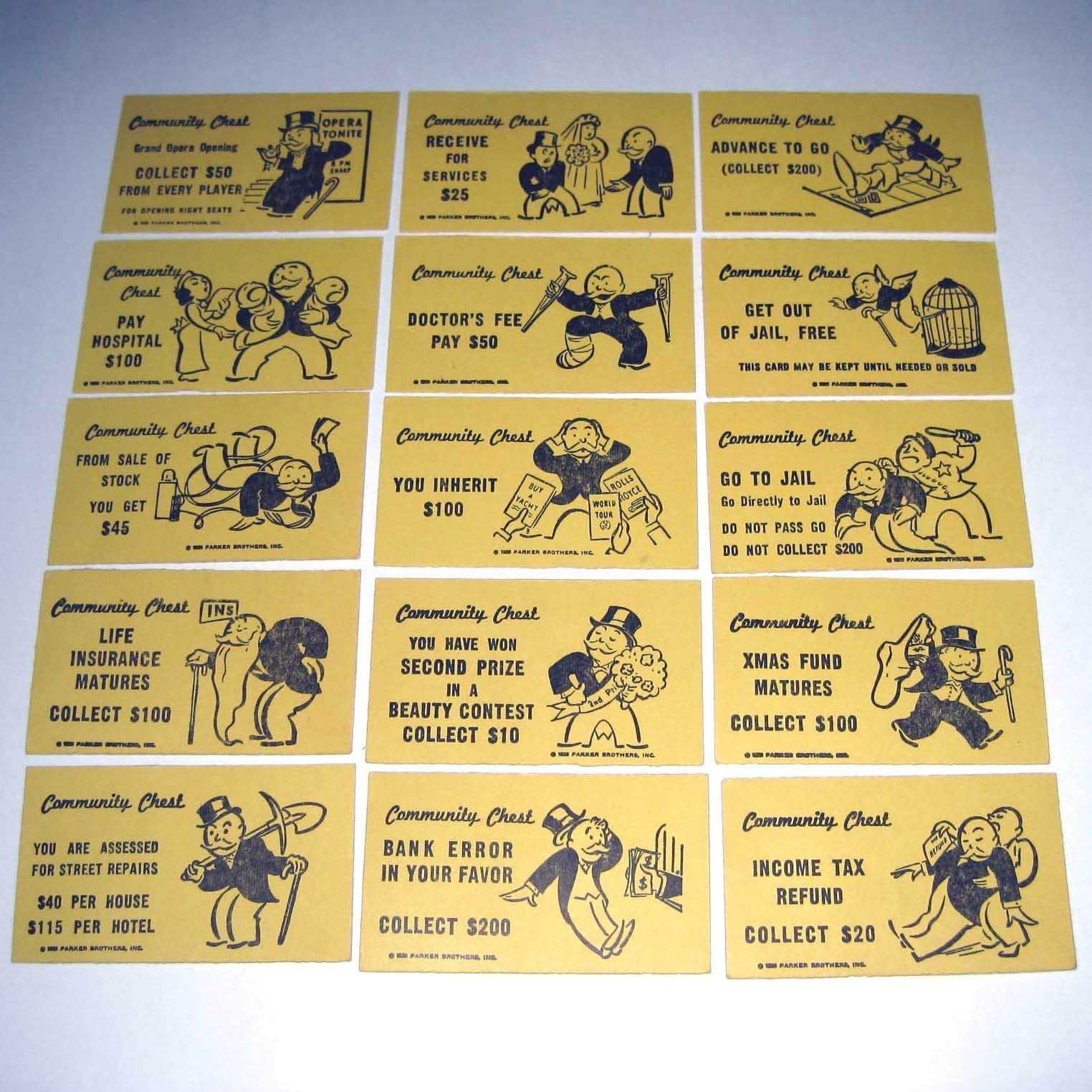 Monopoly Chance And Community Chest Cards | Design Context With Monopoly Chance Cards Template