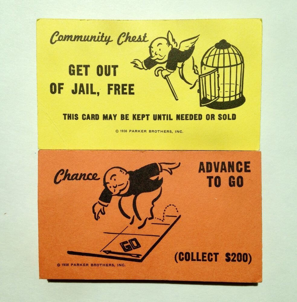 Monopoly Replacement Chance & Community Chest Cards Full Set Inside Get Out Of Jail Free Card Template