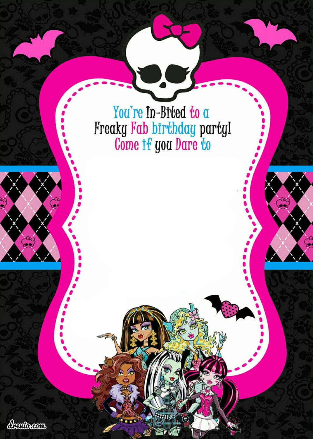 Monster High Party Invitations Template • Invitation Throughout Monster High Birthday Card Template