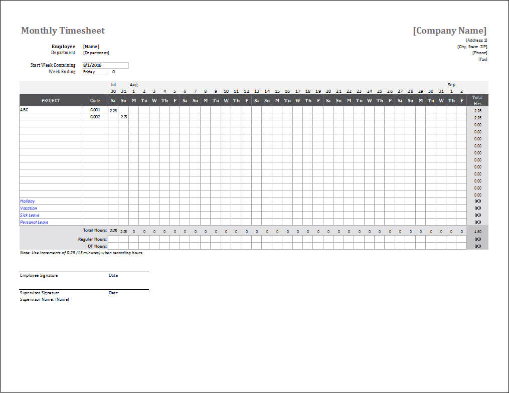 Monthly Timesheet Template For Excel And Google Sheets Intended For Expense Report Template Excel 2010