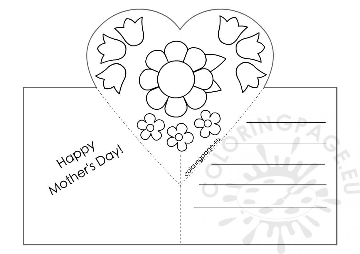 Mothers Day Card With Heart Pop Up Template – Coloring Page Inside Pop Out Heart Card Template