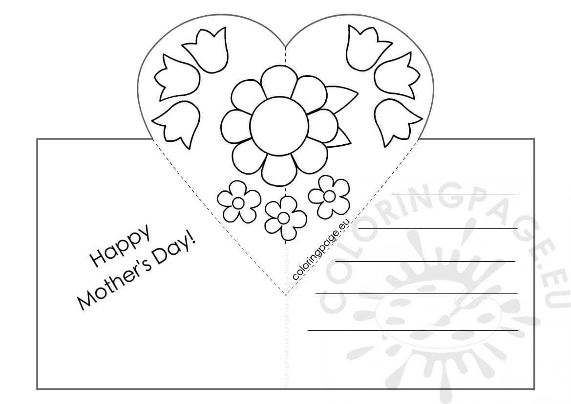 Mothers Day Card With Heart Pop Up Template – Coloring Page Inside Pop Out Heart Card Template
