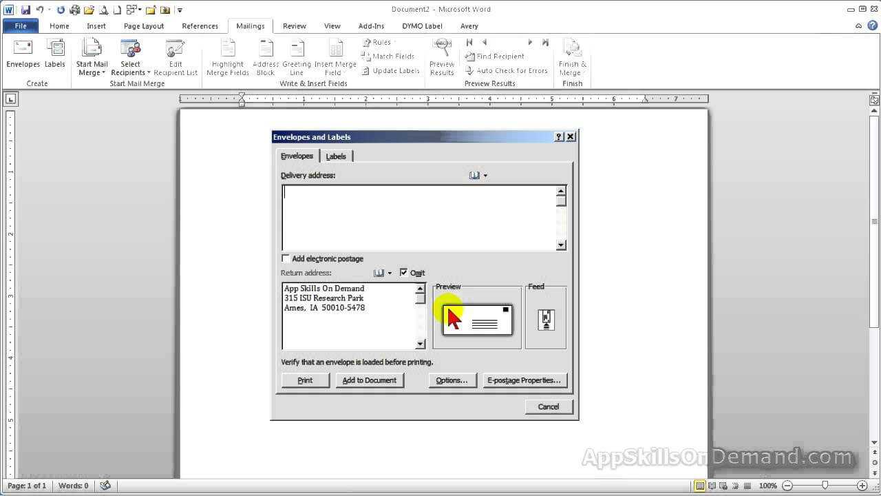 Ms Word Lesson 2 – Setting Up A Return Address For Your Envelopes In Word  2010. Throughout Word 2013 Envelope Template