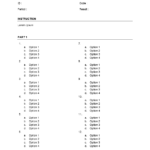 Multiple Choice Sheet Regarding Test Template For Word