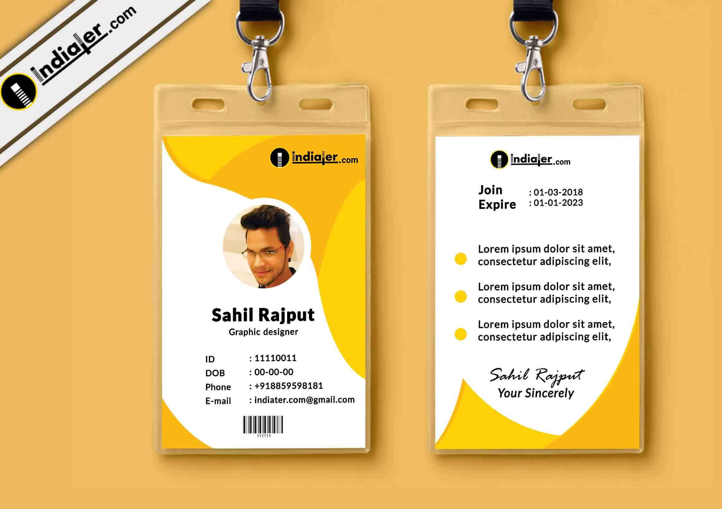 Multipurpose Corporate Office Id Card Free Psd Template Throughout Teacher Id Card Template