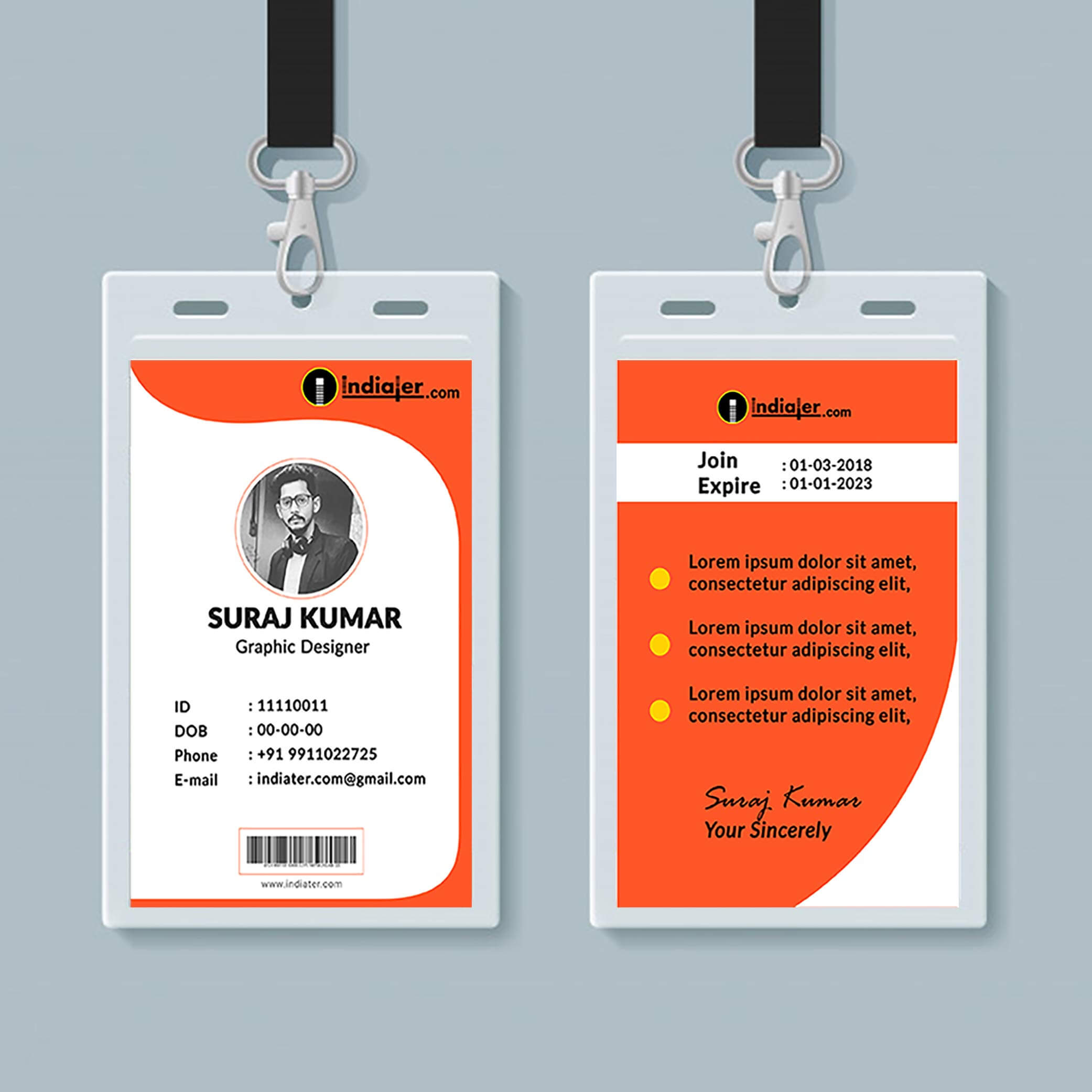 Multipurpose Corporate Office Id Card Free Psd Template With Regard To Template For Id Card Free Download