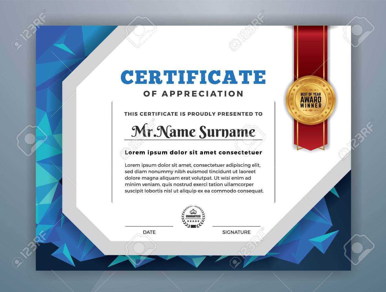 Multipurpose Modern Professional Certificate Template Design.. Within Professional Award Certificate Template