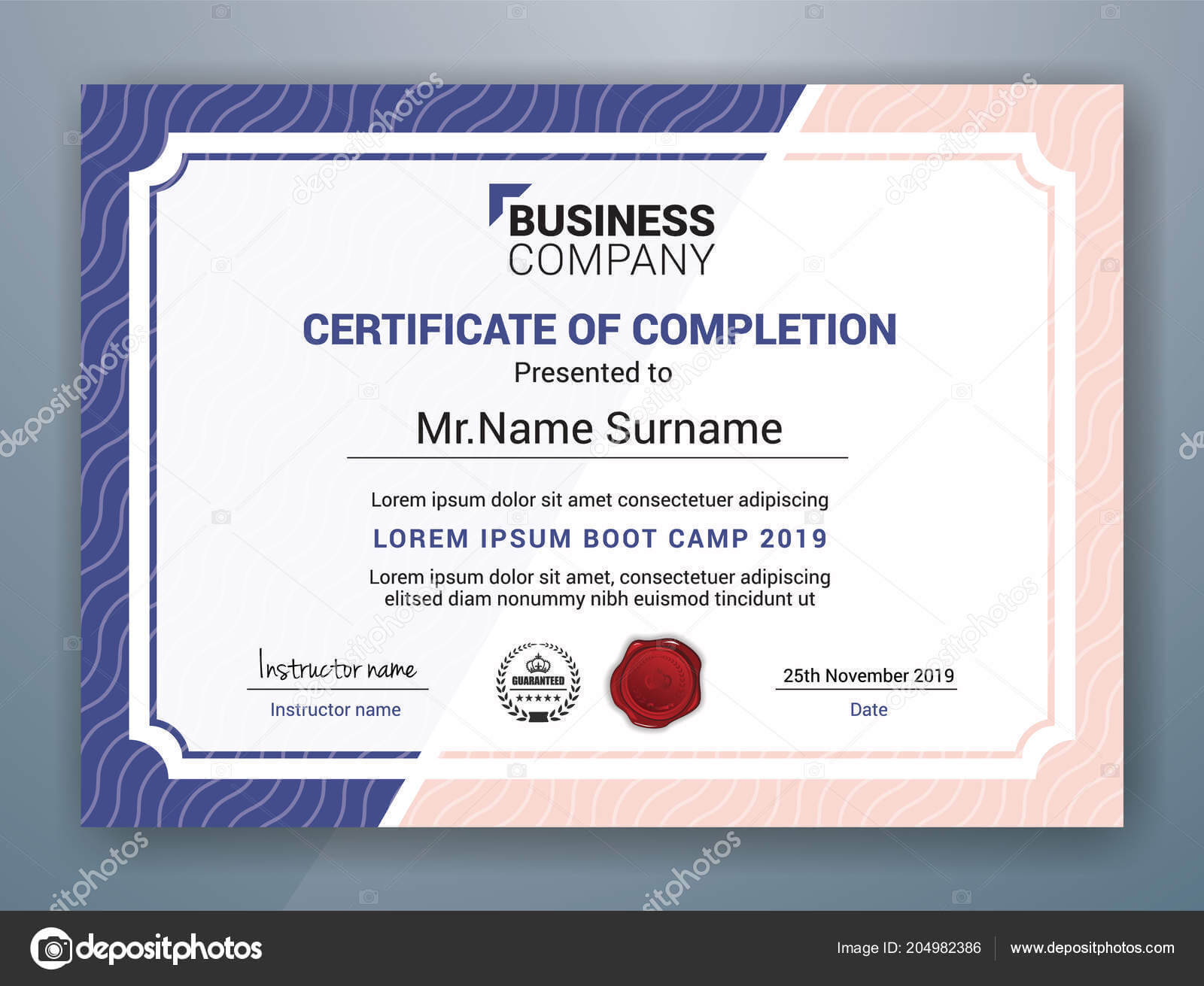 Multipurpose Professional Certificate Template Design Print In Boot Camp Certificate Template