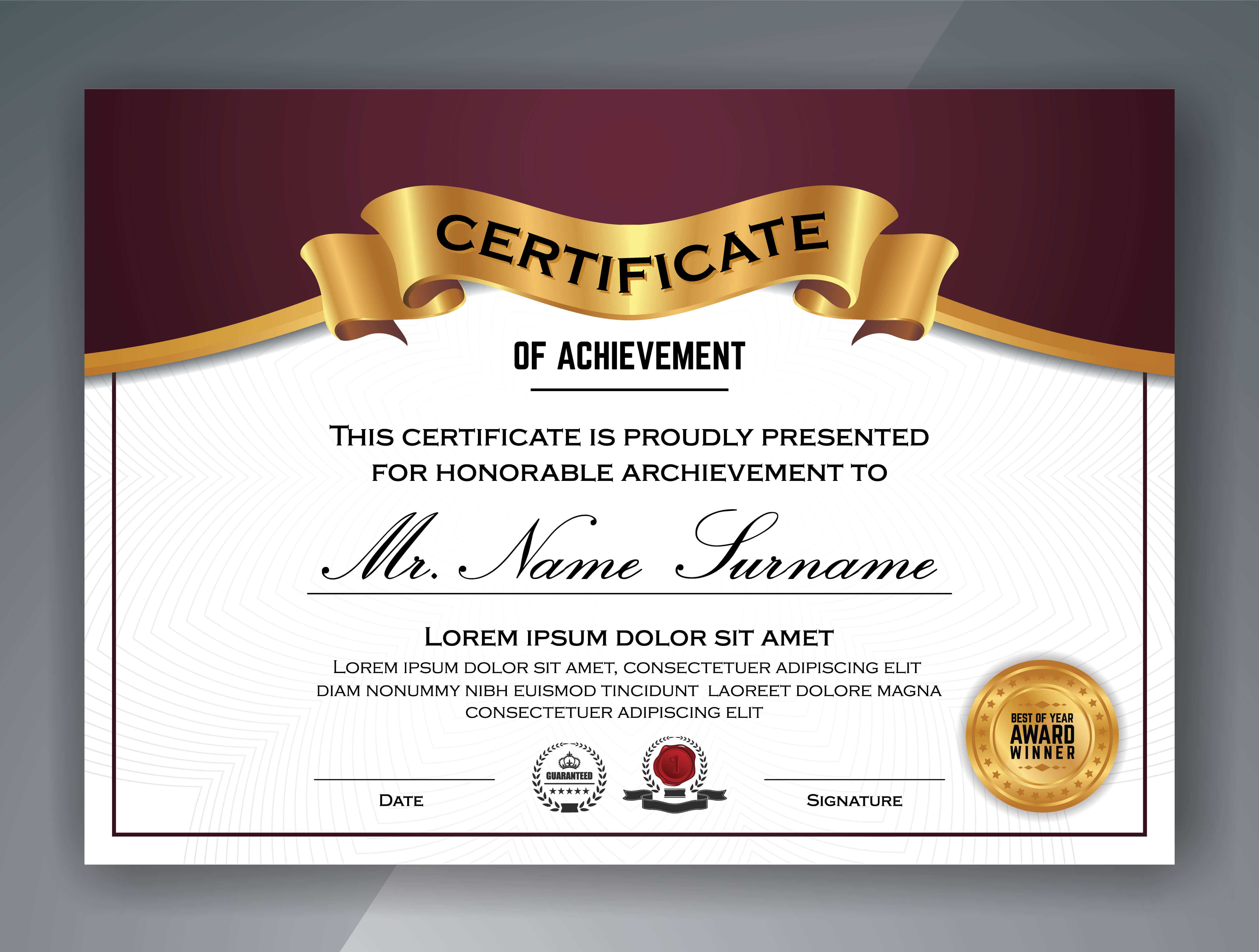 Multipurpose Professional Certificate Template Design With Professional Award Certificate Template