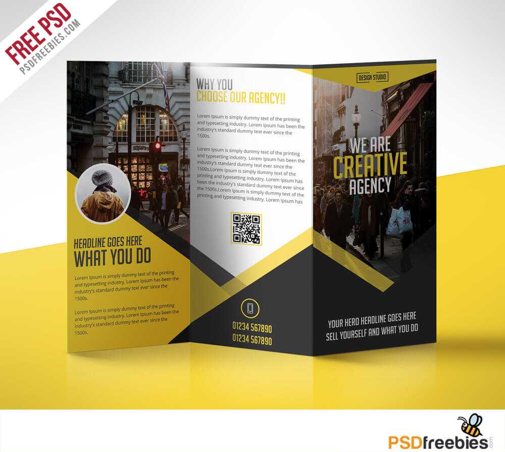 Multipurpose Trifold Business Brochure Free Psd Template throughout Free Three Fold Brochure Template