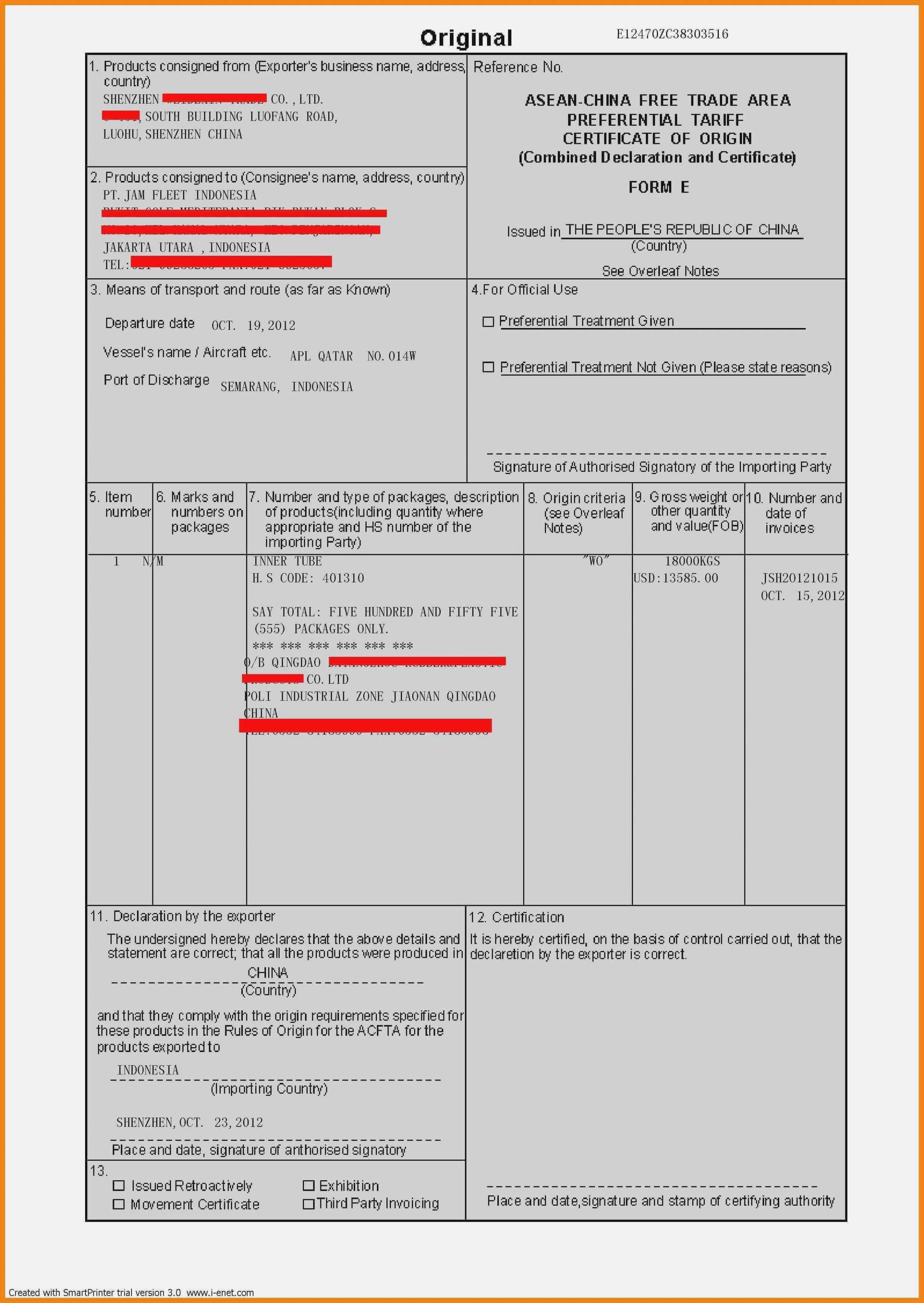 Nafta Certificate Of Origin Elegant Certificate Of Origin With Nafta Certificate Template