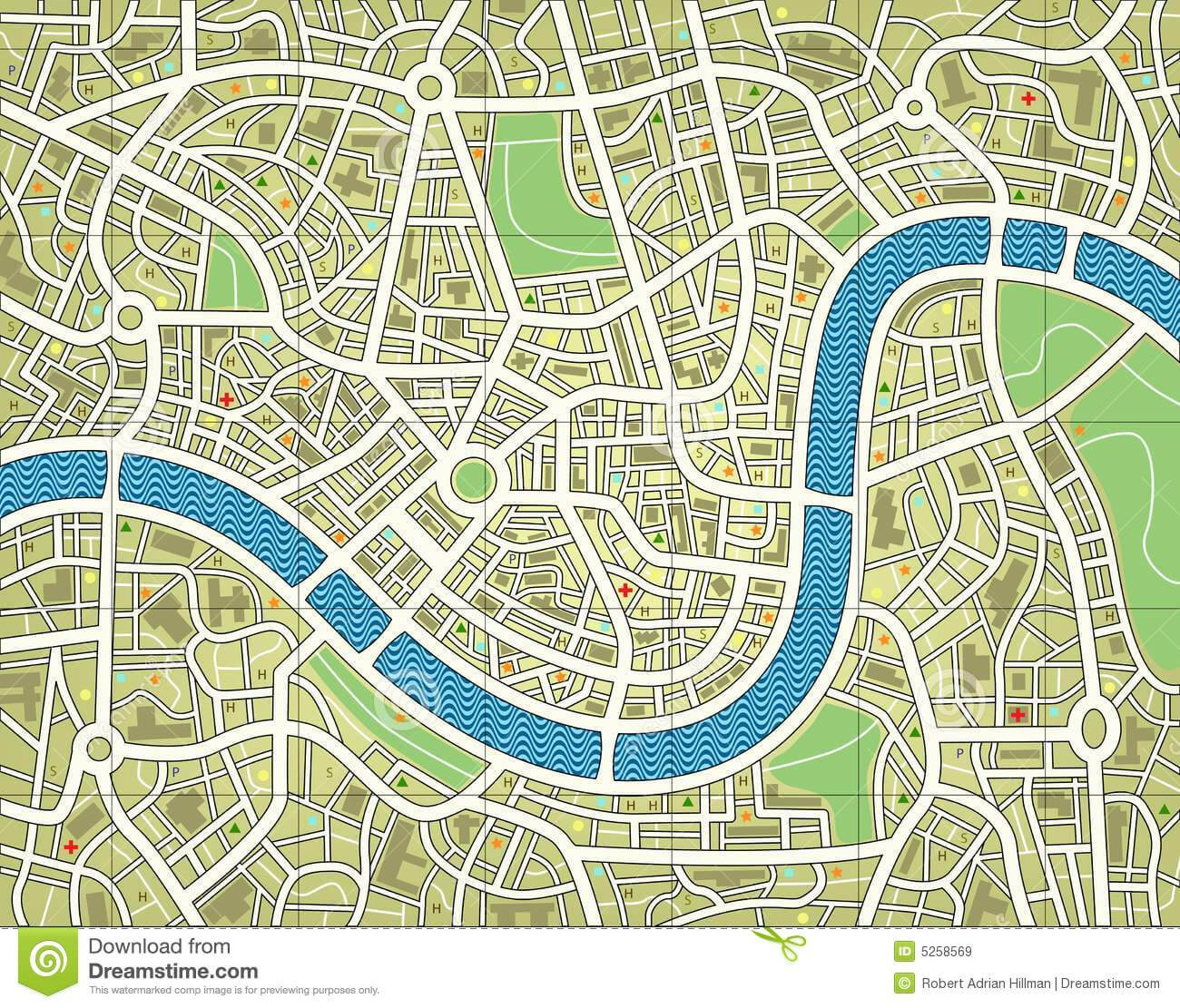 Nameless City Map Stock Vector. Illustration Of Survey – 5258569 Inside Blank City Map Template