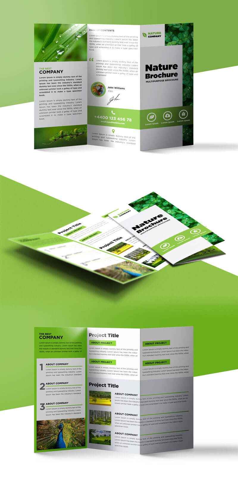 Nature Tri Fold Brochure Template Free Psd | Psdfreebies Pertaining To 3 Fold Brochure Template Psd
