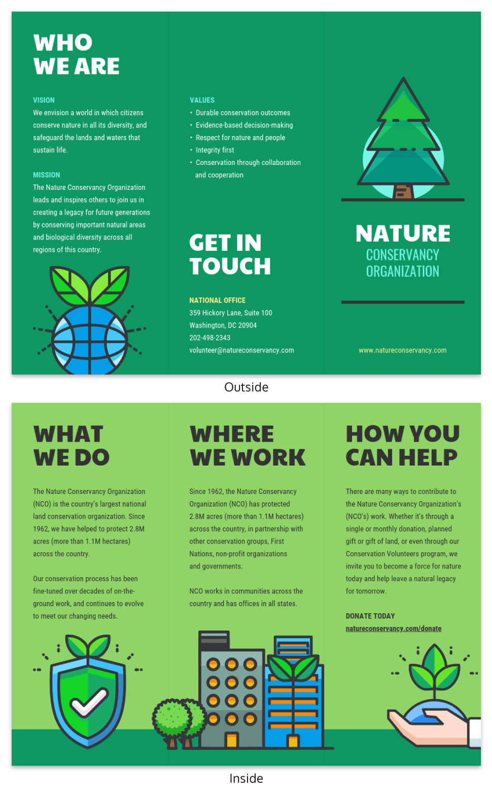 Nature Tri Fold Brochure Template – Venngage With Volunteer Brochure Template