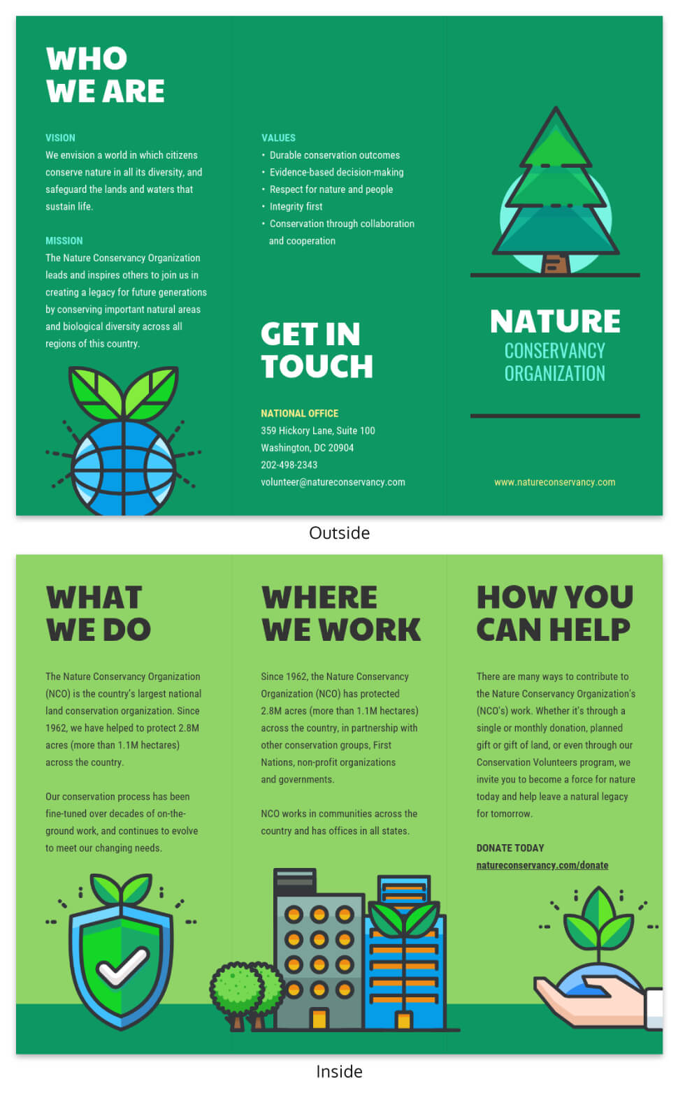 Nature Tri Fold Brochure Template – Venngage With Volunteer Brochure Template