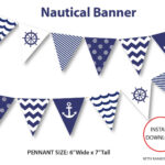 Nautical Banner, Printable Banner, Nautical, Diy Party, Navy Regarding Nautical Banner Template