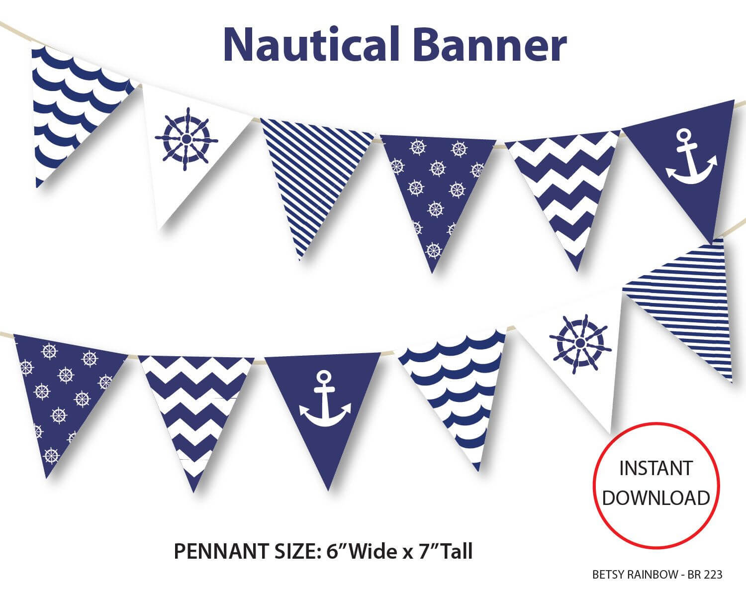 Nautical Banner, Printable Banner, Nautical, Diy Party, Navy Regarding Nautical Banner Template