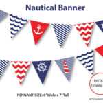 Nautical, Diy Party, Navy Blue Nautical Bunting Pennants Within Nautical Banner Template