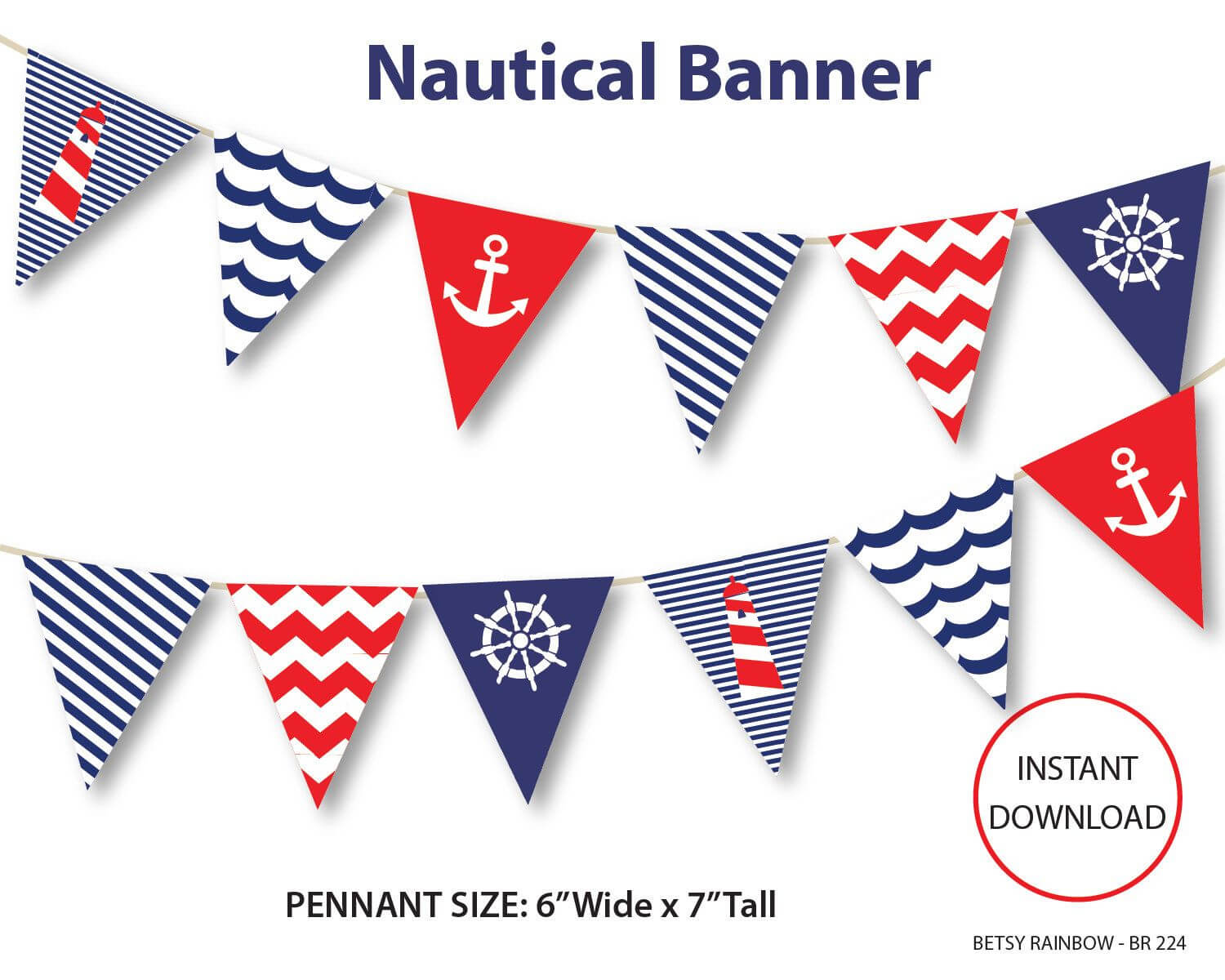 Nautical, Diy Party, Navy Blue Nautical Bunting Pennants Within Nautical Banner Template