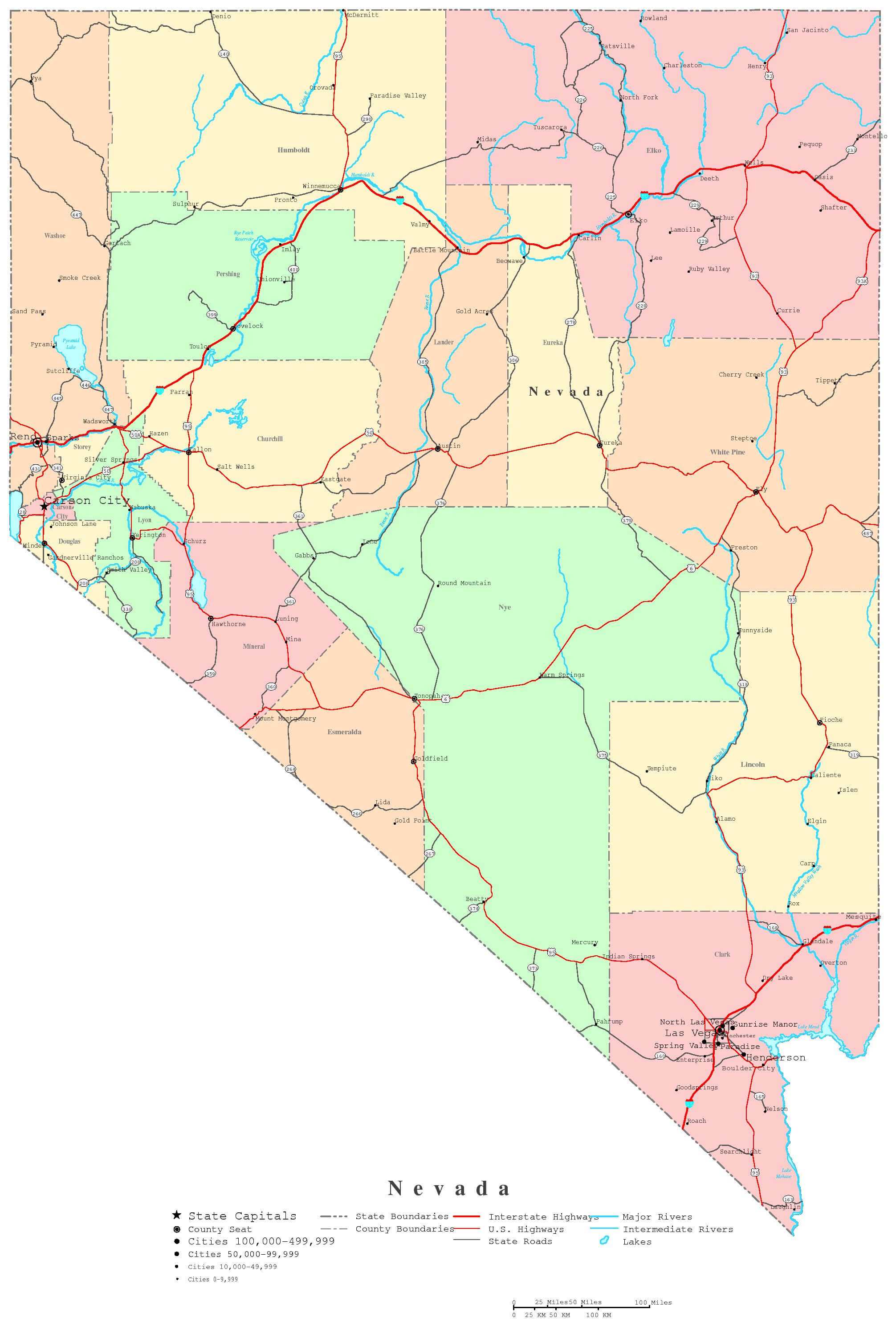 Nevada Printable Map For Blank City Map Template