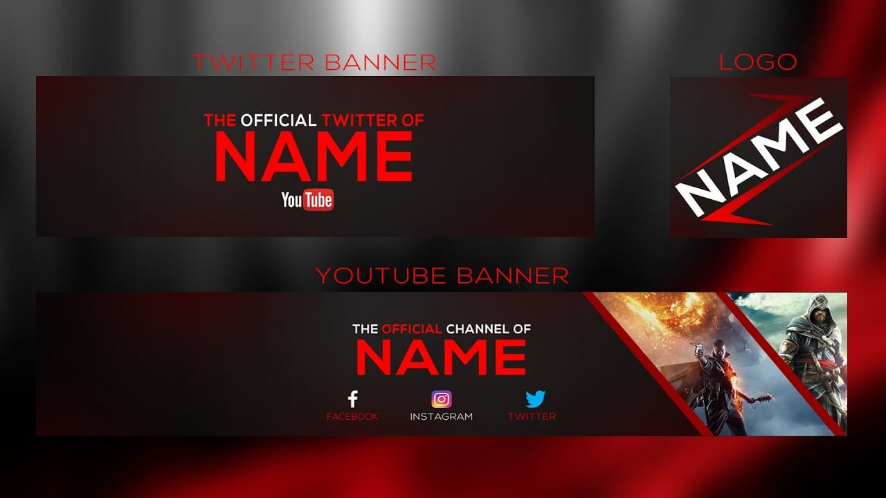 New 2017 Banner Template | Youtube Banner + Twitter Banner And Logo Psd |  With Free Download Regarding Twitter Banner Template Psd