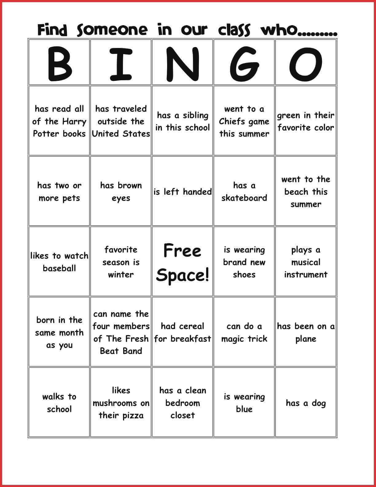 New Bingo Card Template | Leave Latter For Ice Breaker Bingo Card Template