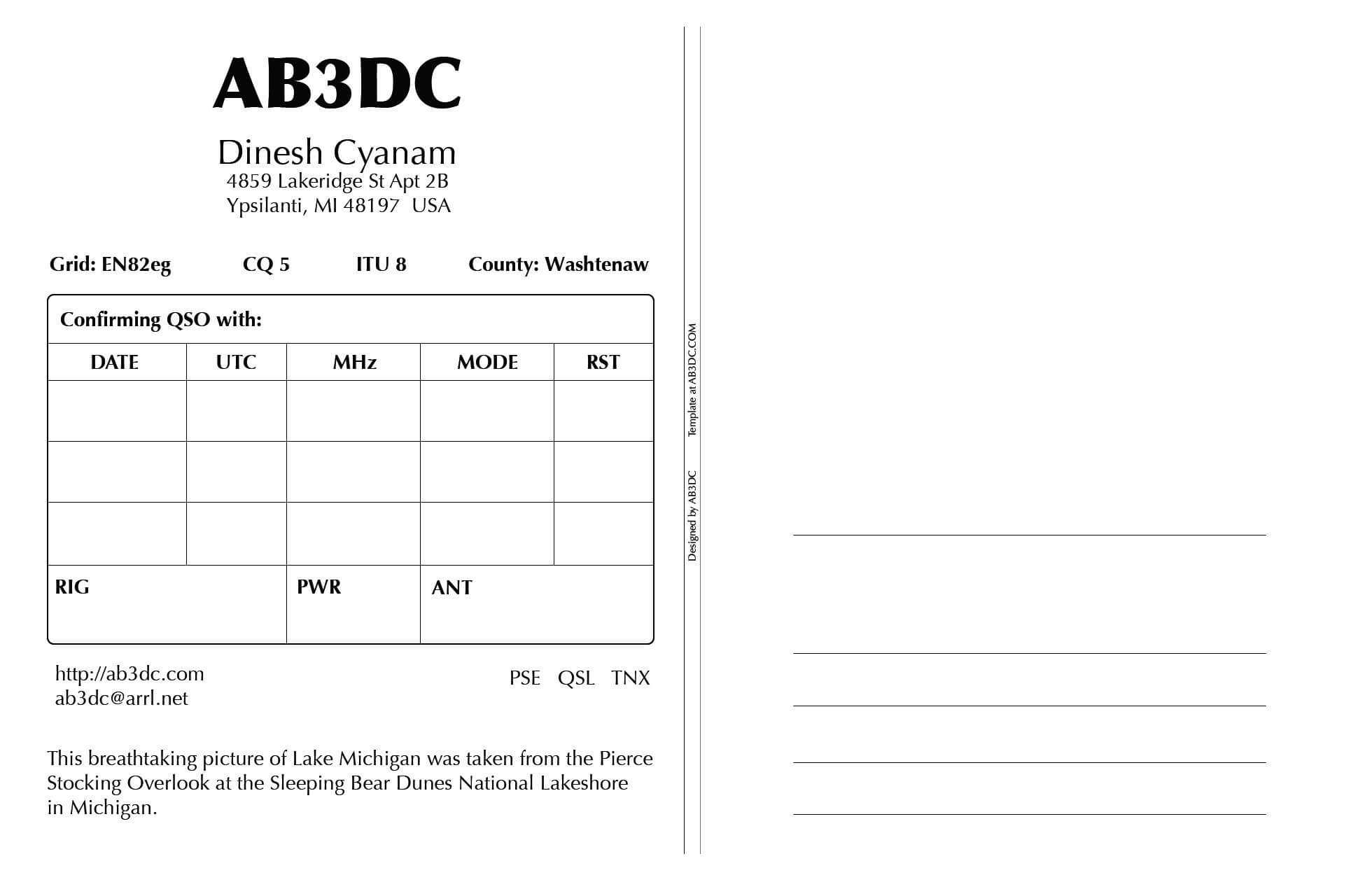 New Qsl Cards Design – Ab3Dc's Ham Radio Blog inside Qsl Card Template