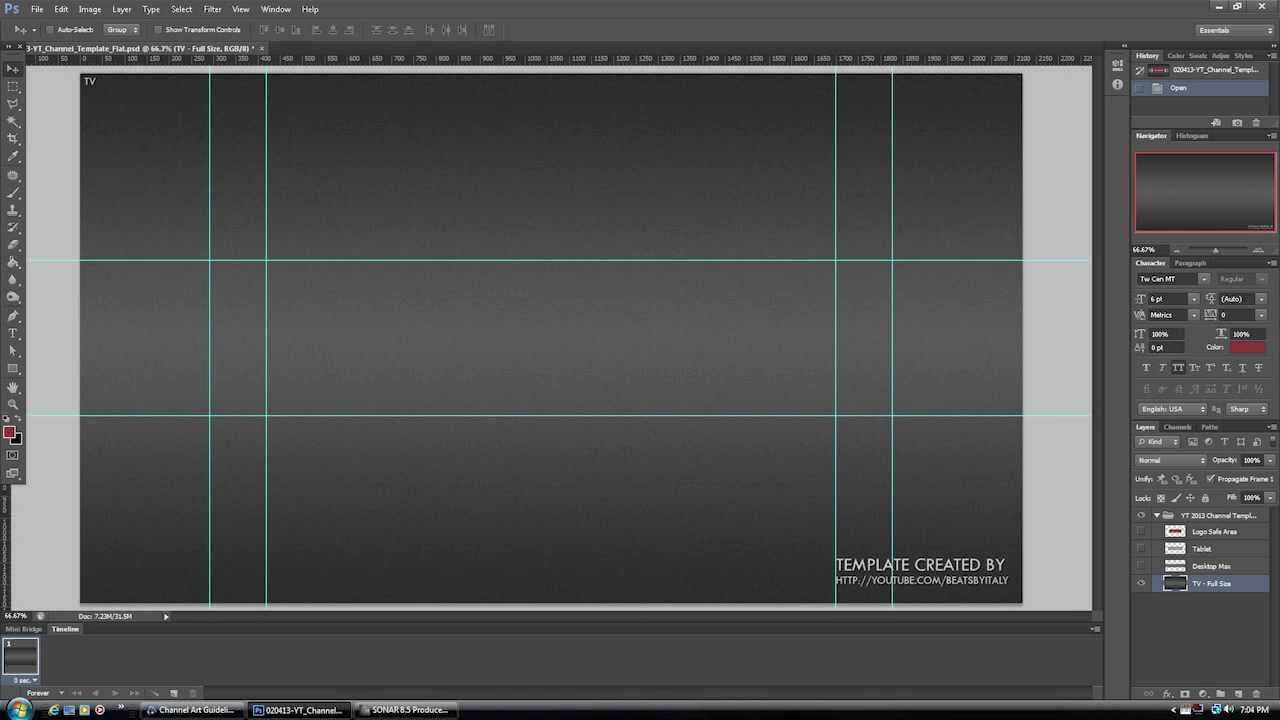 New Youtube Channel Design Banner Layout Psd Template 2013 + Png Pertaining To Youtube Banner Template Size