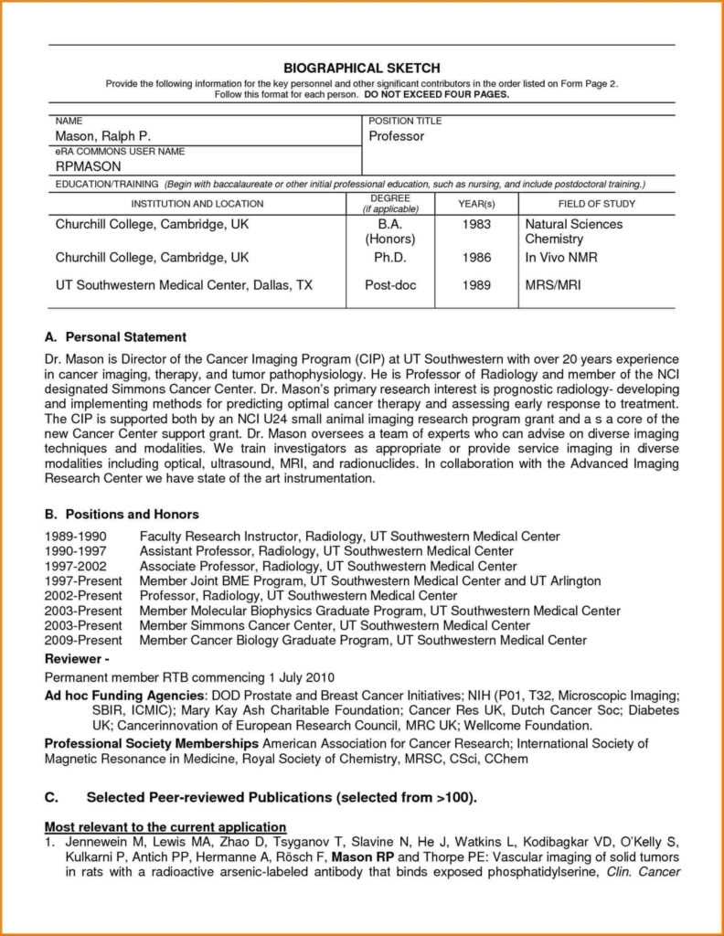 Nih Biosketch Template Word
