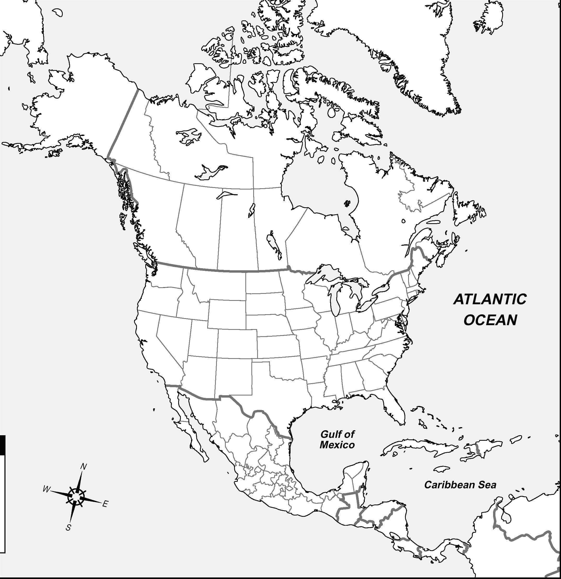 North America Map Blank Empty Geography Blog Printable Regarding Blank Template Of The United States