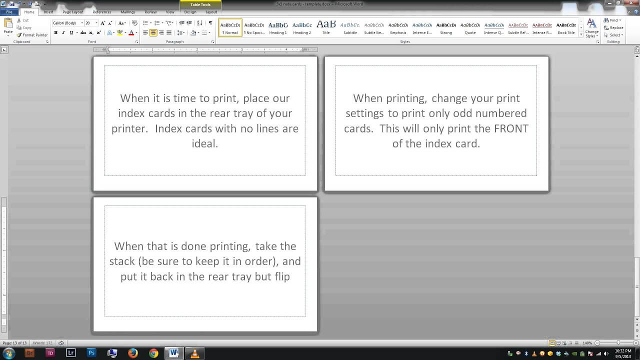 Note/index Cards – Word Template For Cue Card Template