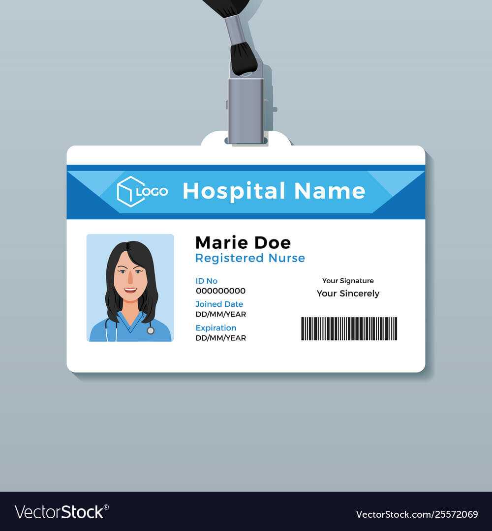 Nurse Id Card Medical Identity Badge Template Intended For Hospital Id Card Template