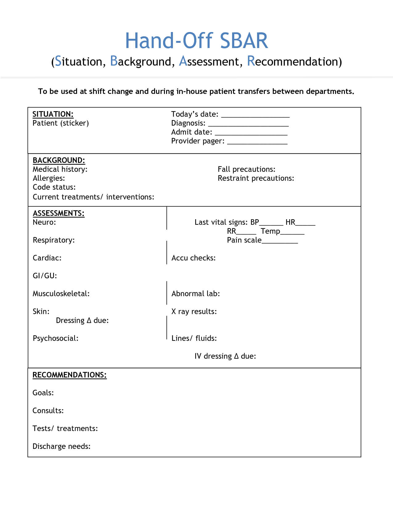 Nursing Shift Handover Template – Invitation Templates Throughout Nursing Handoff Report Template