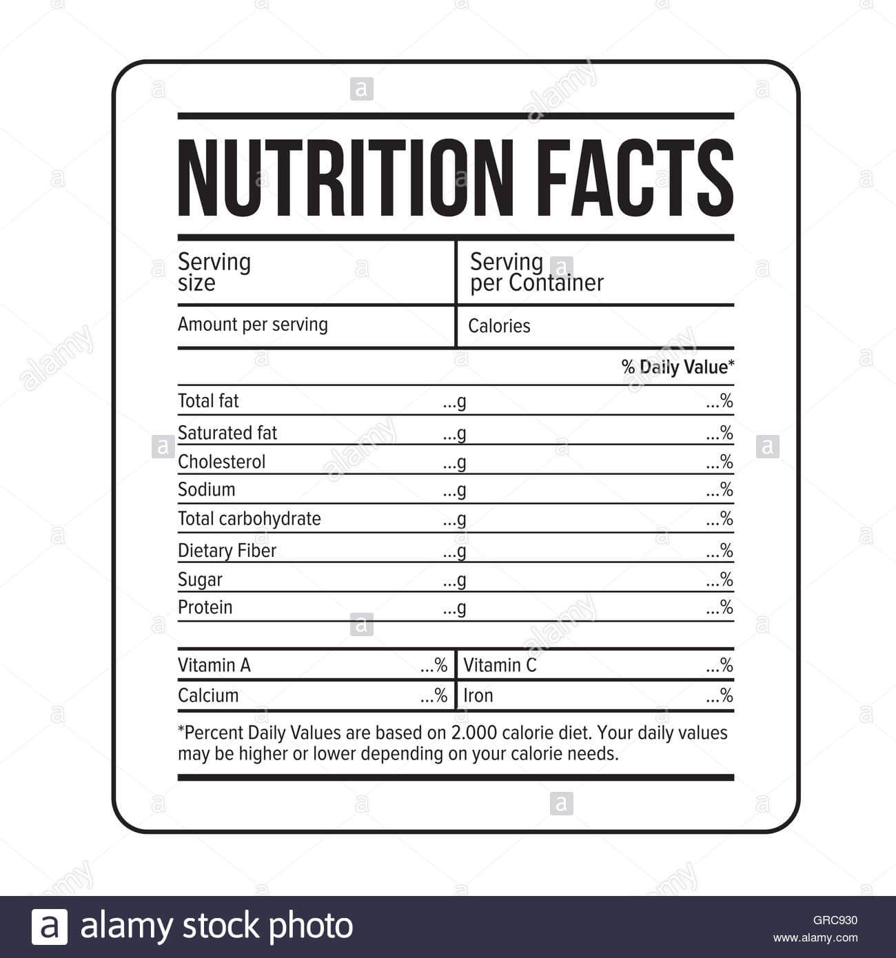 Nutrition Facts Label Template Vector Stock Vector Art Pertaining To Blank Food Label Template