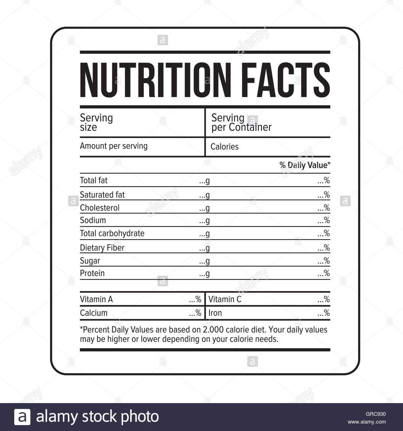 Nutrition Facts Label Template Vector Stock Vector Art pertaining to Blank Food Label Template