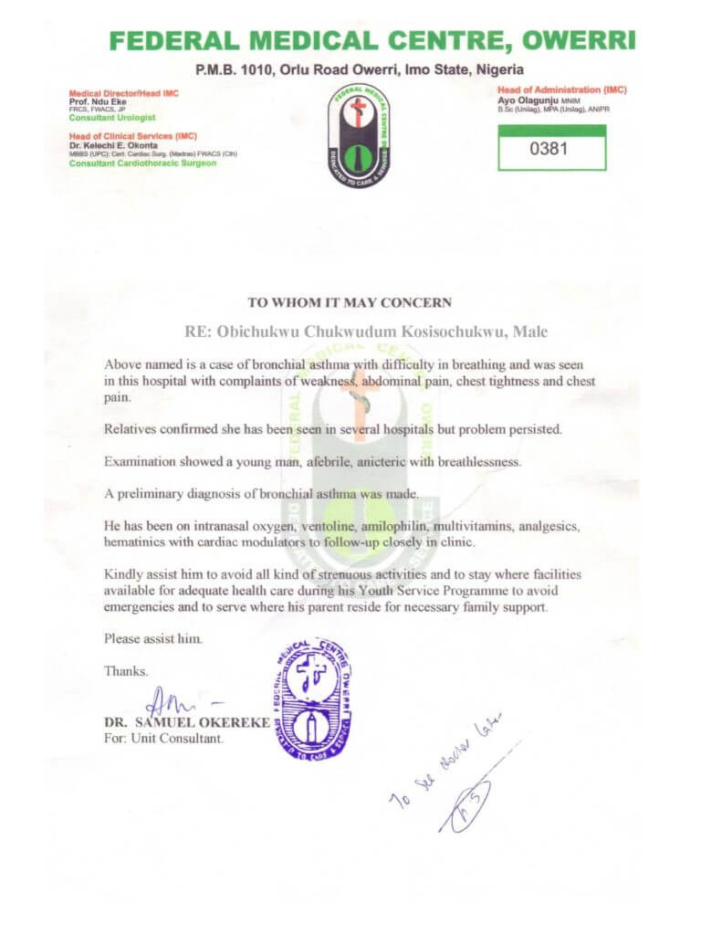 Nysc Relocation Medical Certificate Sample | Nibbleng Throughout Fake Medical Certificate Template Download
