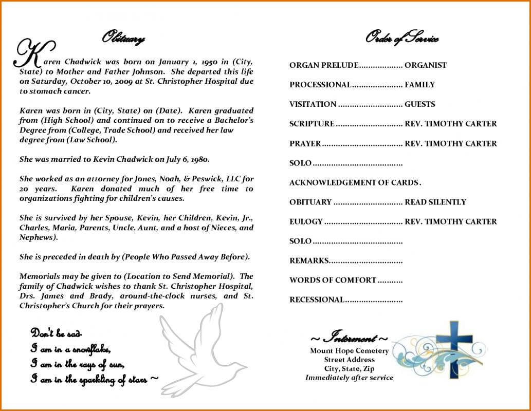 Obituary Template Free | Template Business Within Free Obituary Template For Microsoft Word