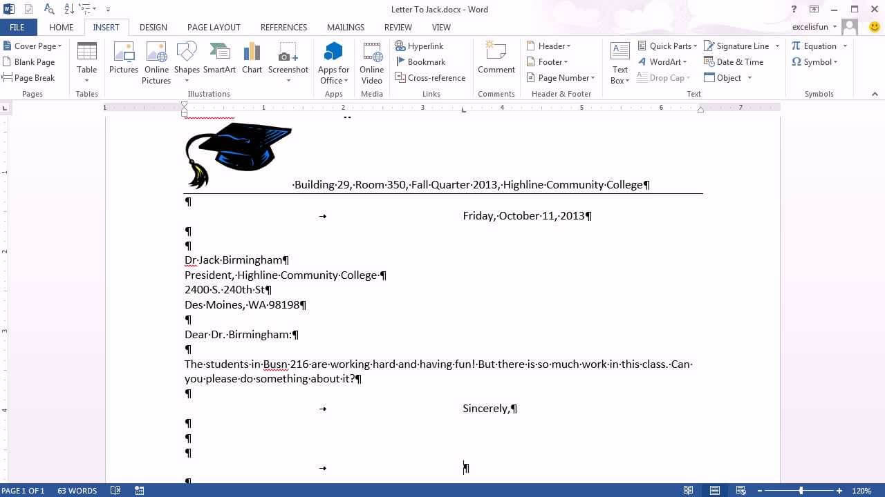 Office 2013 Class #15: Word 2013: Letterhead, Save As Template, Business  Letter In How To Create A Template In Word 2013