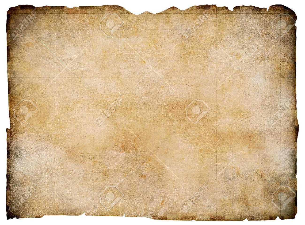 Old Blank Parchment Treasure Map Isolated. Clipping Path Is Included. For Blank Pirate Map Template