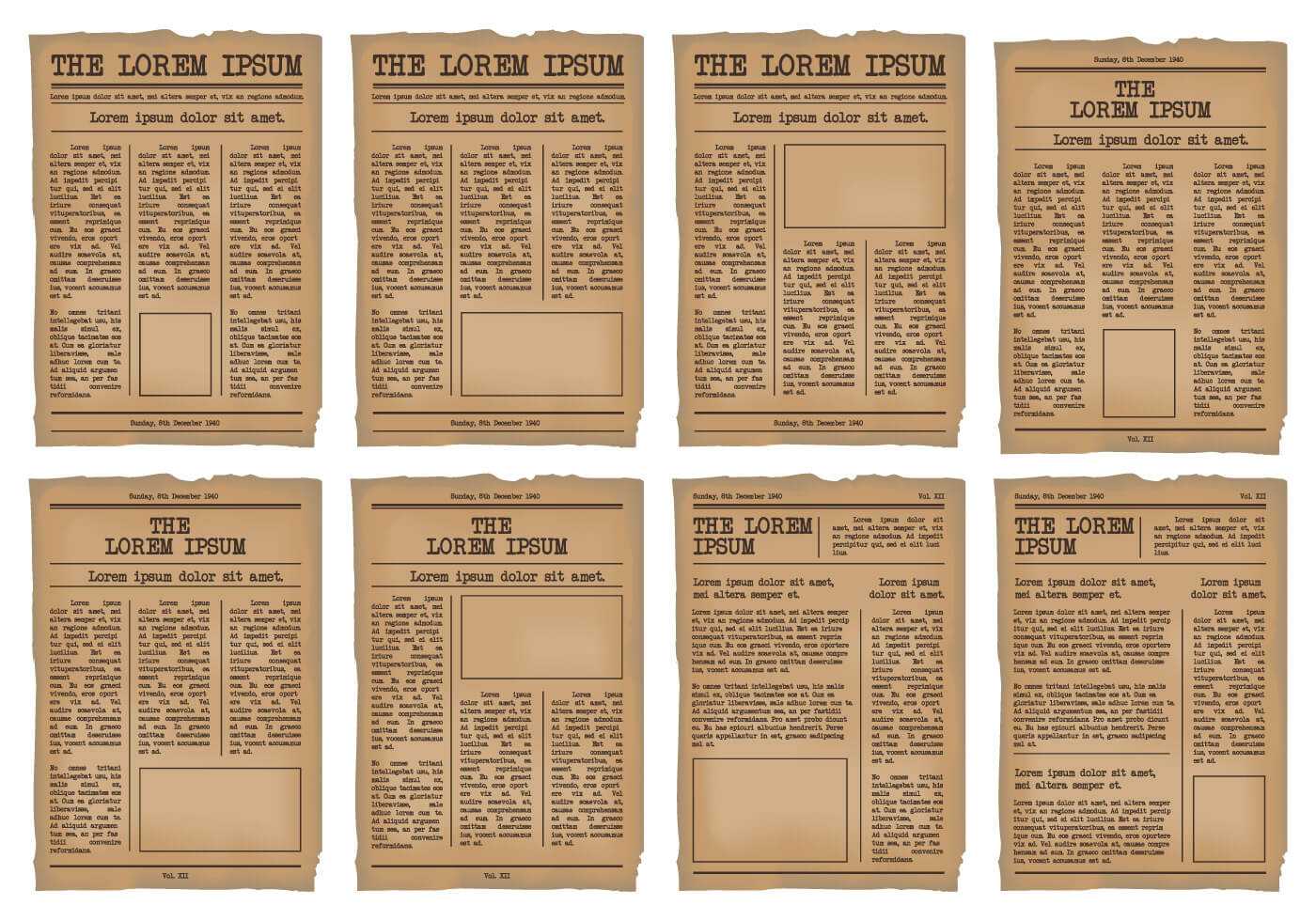 Old Newspaper Template Vector Set – Download Free Vectors Intended For Old Newspaper Template Word Free