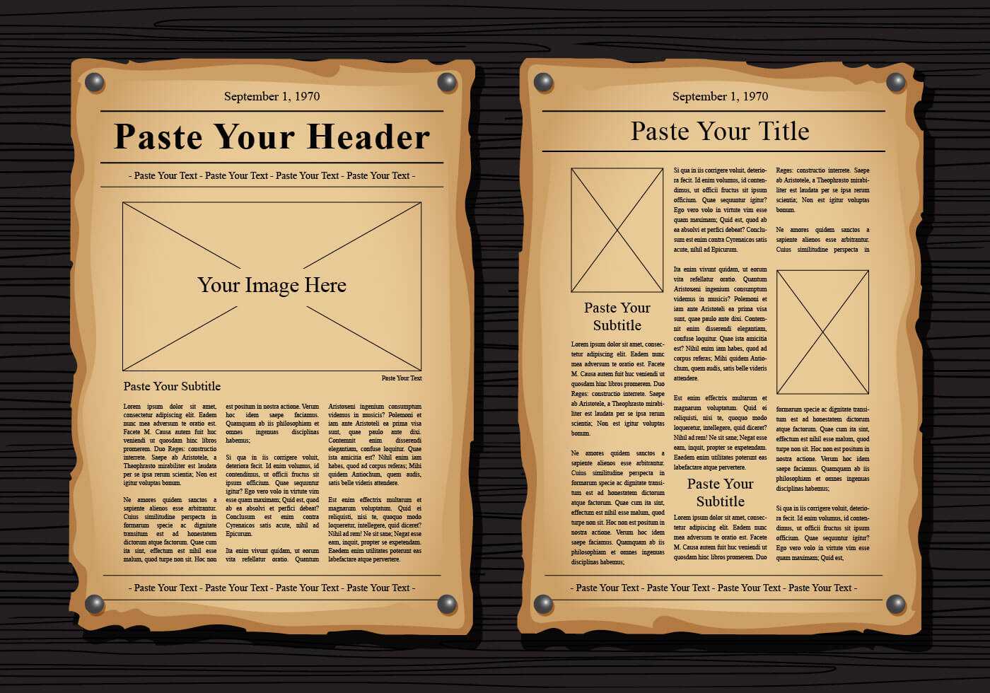 Old Newspaper Vector Templates – Download Free Vectors Intended For Blank Old Newspaper Template